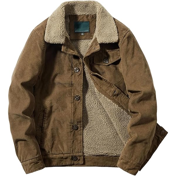 xoxingysm Mens Corduroy Jacket Sherpa Lined Fleece Trucker Jackets